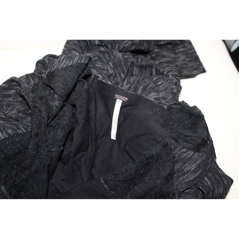 Free People Black Space Dye Lace Open Back Ruffle Maxi Women Dress Boho size S - Picture 4 of 12